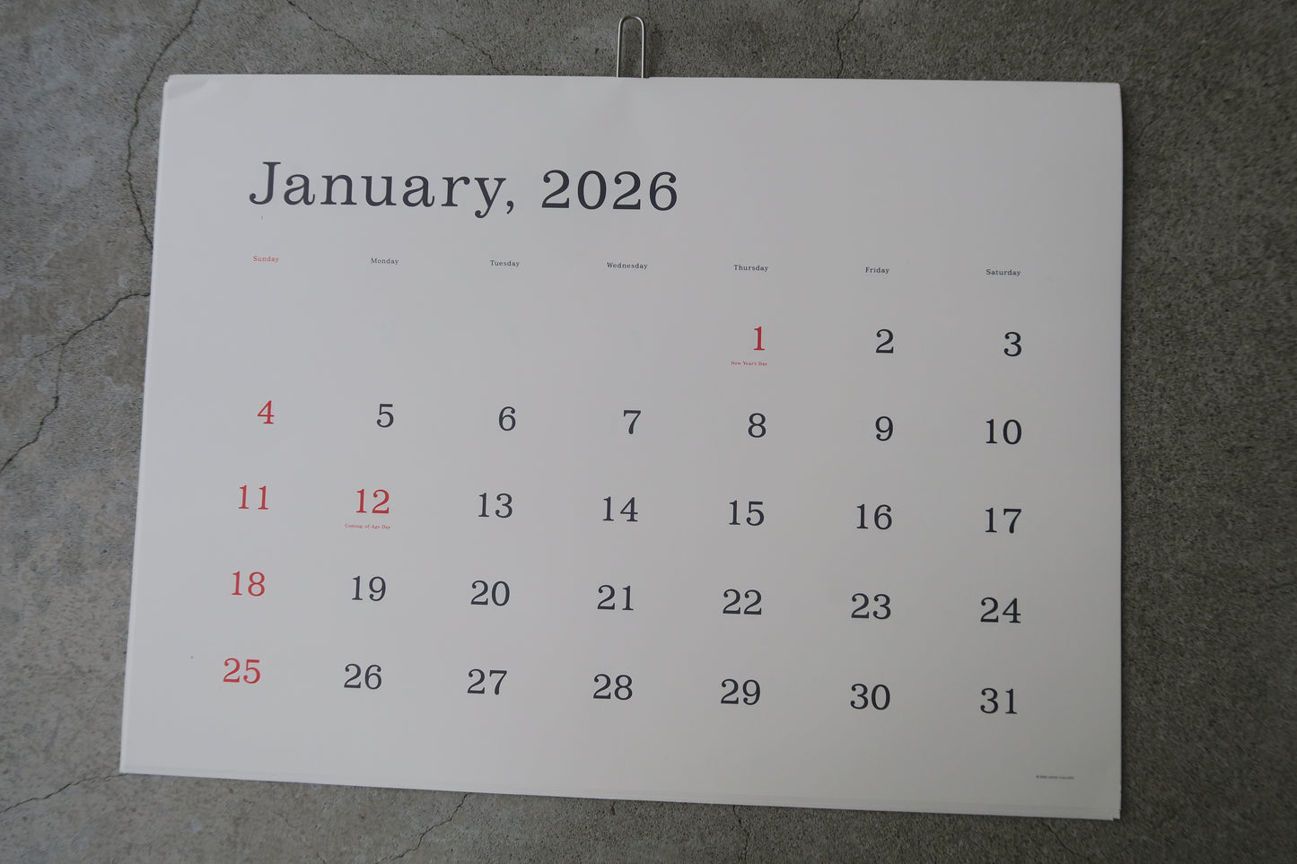 japan---2026　calendar---ando gallery